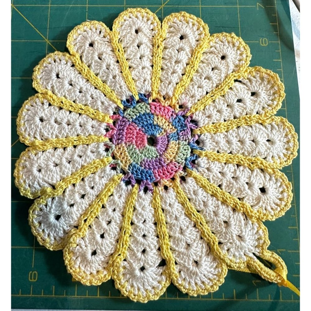 Handmade Crocheted Doilies Two Multiple Colors Table Decor Accents Powder Room